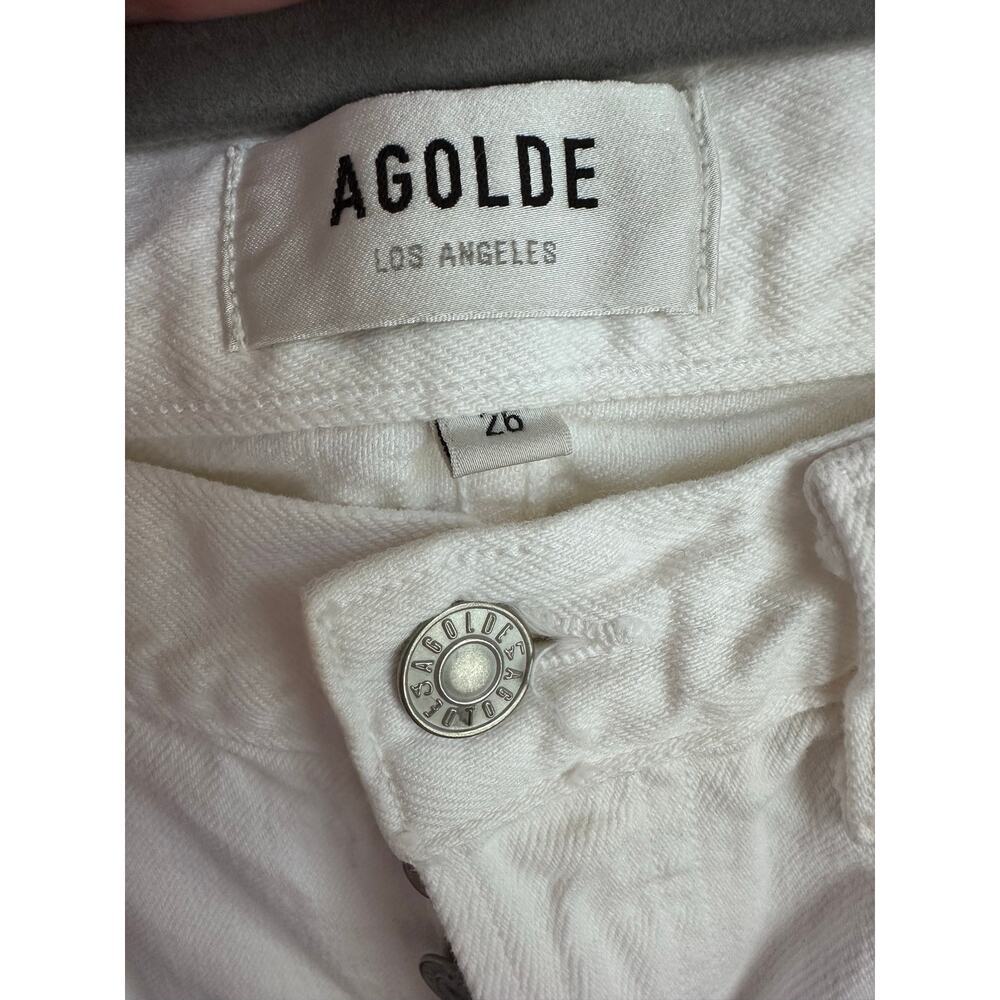 AGOLDE Off White Lana Slice Mid Rise Vintage Straight Jeans Element Size 26 - Picture 7 of 9